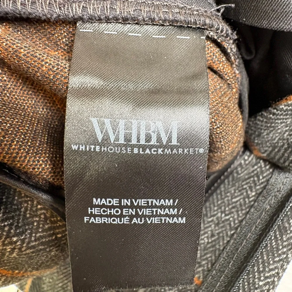 White House Black Market Elle Slim Herringbone Windowpane Pants Gray Rust 2 - Picture 6 of 12